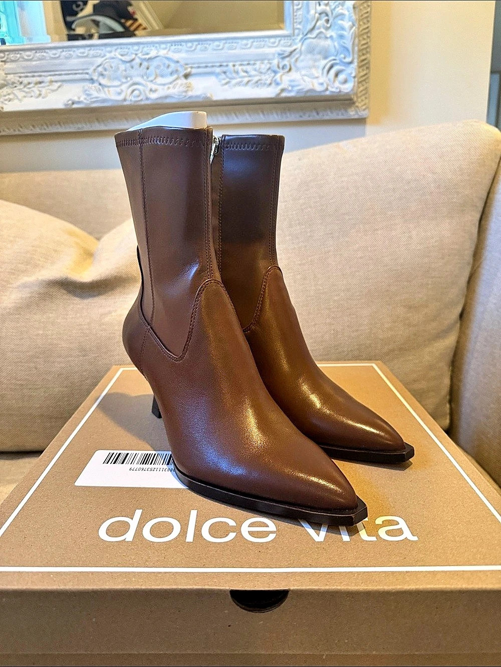dolce vita Arya Boot Pointed-Toe Heeled Boots Brown US 7